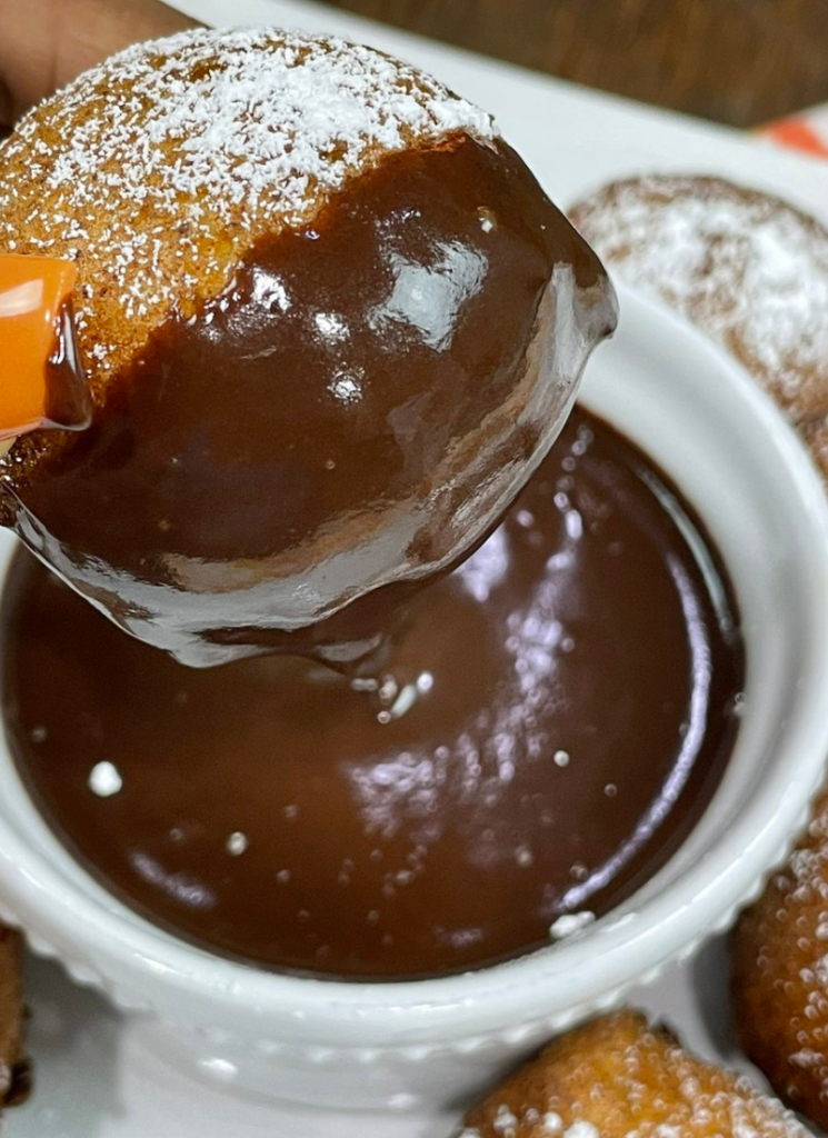 Gluten-Free Ricotta Zeppole w/Chocolate Dipping Sauce | Galentine's Day 2021 04 | Britt Hollie